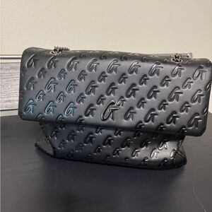 Glamaholic Lifestyle Large Flap Bag Black Embossed Handbag